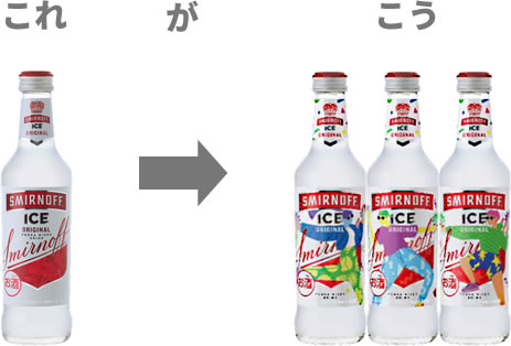 スタンダードな「スミノフアイス」に3種類のラベルが登場（図解）