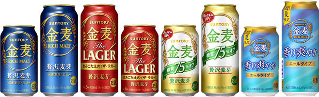 ■対象商品：金麦・金麦〈ザ・ラガー〉・金麦〈糖質75％オフ〉・金麦〈香り爽やか〉350ml缶・500ml缶（画像）