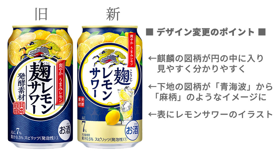 印象が結構変わった「麹レモンサワー」のパッケージ