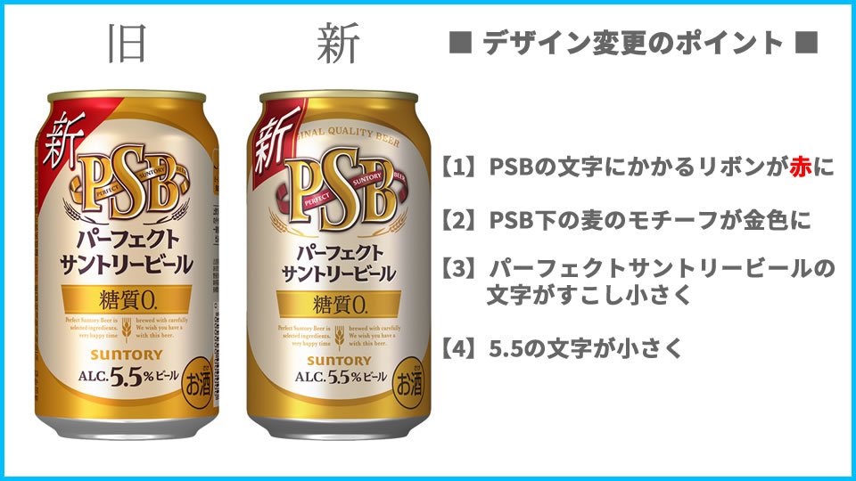 サントリー「パーフェクトサントリービール」デザイン変更点