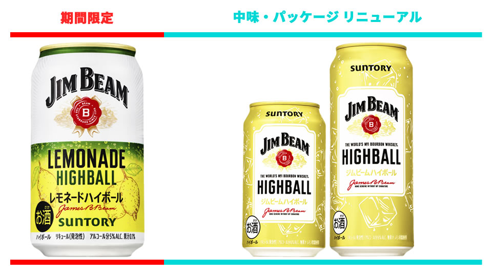 【サントリー】03月05日「ジムビーム ハイボール缶〈レモネードハイボール〉」期間限定 新発売＋2024年02月上旬「ジムビーム ハイボール缶」中味・パッケージ リニューアル【2024年】