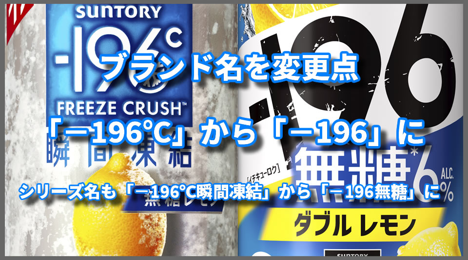 ブランド名を「－196℃」から「－196」に変更 シリーズ名も「－196℃瞬間凍結」から「－196無糖」に