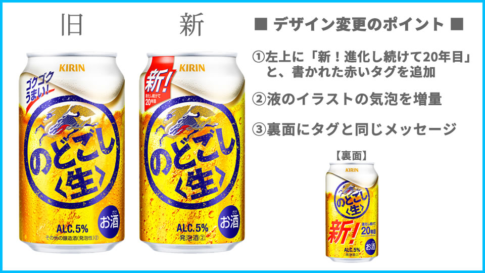 キリン「のどごし〈生〉」のデザイン変更点