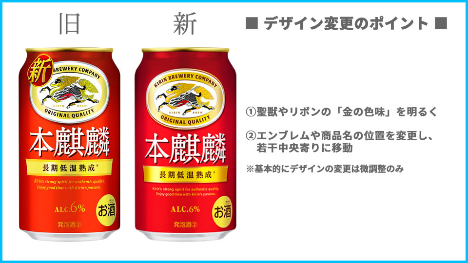 キリン「本麒麟」デザインの変更点