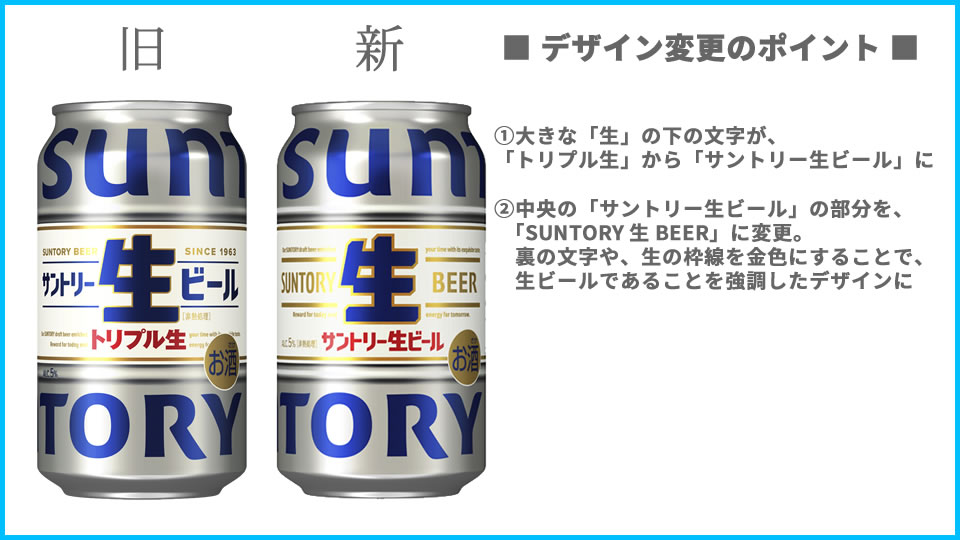 サントリー「サントリー生ビール」デザインの変更点（画像）